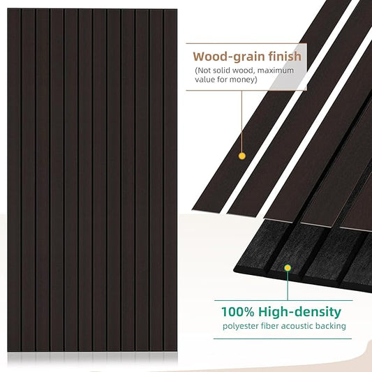 Wood Veneer Sound Panels, 10 Pack 47.2”x23.6” Wall Panels, Decorative Acoustic Panels for Walls, for Office,Home Theater,Studio,Living Room,Ebony