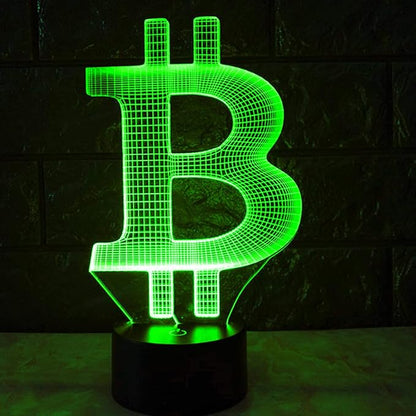 3D Bitcoin Night Light Lamp Illusion 7 Color Changing Touch Switch Table Desk Decoration Lamps Gift with Acrylic Flat ABS Base USB Cable Toy