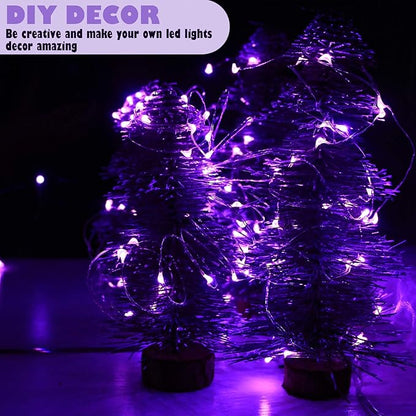 6 Pack 7Ft Starry String Lights No Remote Fairy String Lights 20 Micro Starry Leds On Silvery Copper Wire CR2032 Batteries Included,Works for Wedding Centerpiece,Party,Christmas Table Decor (Purple)
