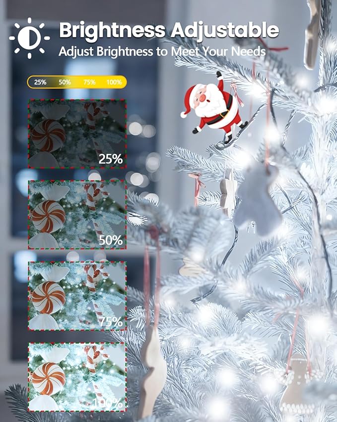 2025 New Christmas Tree Lights Indoor with Voice Control & Remote | 448LED Waterfall Tree Topper Lights with 12 Modes & Timer, 7FT x 16 Lines Cascading Twinkle Lights for 7FT Xmas Decor(Cool White)