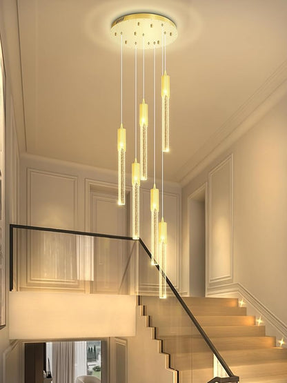 Flashing God 6-Lights Modern Crystal Chandelier for Foyer Gold Stairway Chandeliers Bubble Pendant Light Kitchen Island Flush Mount Chandelier for Living Room Dining Room