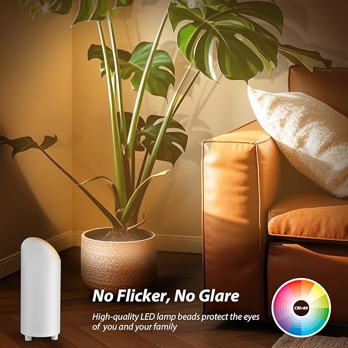 Uplighting Indoor, 7W Floor Can Lights with 2700K LED GU10 Bulbs, IP44 Waterproof Uplights Spotlight for Dark Corner Sofa House Plant Wall Artwork Indoor, 6.5FT Plug Cord & Foot Switch, White