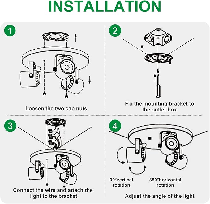 Arcfox 27W 3000K 3 Light LED Flush Mount Ceiling Spotlight Fixture Adjustable Round Track Lighting Fixtures Ceiling ETL, 24°, CRI90 for Living Room Bedroom Shop Accent Task Lighting