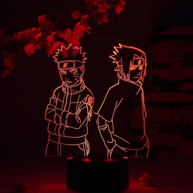 Otaku Lamps Naruto & Sasuke Young Naruto – Anime Night Light, 16 Color RGB LED – Gift for Otaku