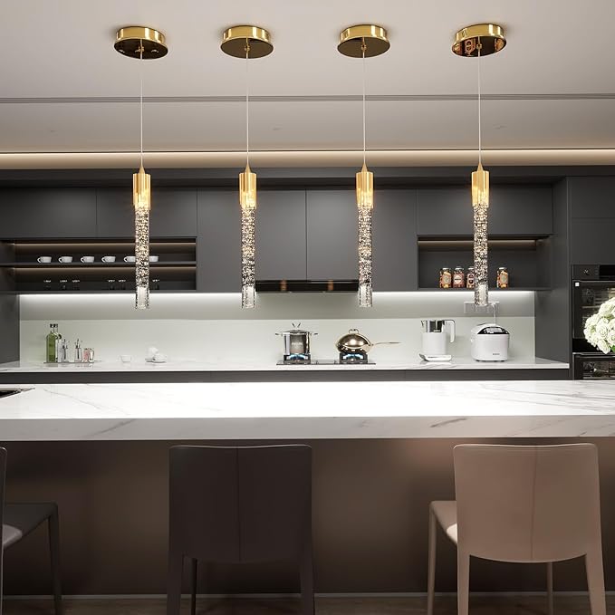 Flashing God Pendant Lighting for Kitchen Island Gold Mini Chandeliers Ceiling Pendant Light Over Island Sink LED Ceiling Hanging Light for Dinning Room Bedroom (1-Pack