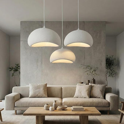 JAYMP 40cm Wabi Sabi Pendant Light for Dining Room Kitchen Island Hallway Restaurant Modern Hanging Lamp E26 Base Japanese Style Bird Nest Shape Lighting Fixture (Matte White,B Shape, 40cm/15.7in)
