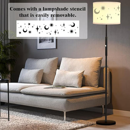 PARTPHONER Floor Lamp for Living Room Bedroom with Lampshade Stencil, 65’’ Modern Tall Lamp Simple Design Standing Lamps for Kids Room Home Office Reading, Bulb Included