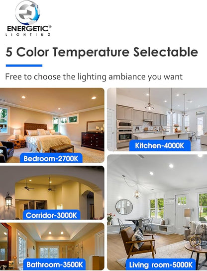 2 Pack 5CCT 6 Inch LED Disk Light, Dimmable Flush Mount Ceiling Lights, 2700K/3000K/3500K/4000K/5000K Selectable, 15W 1100LM, CRI 90, Low Profile Surface Mount Ceiling Disc Light, Wet Rated & ETL