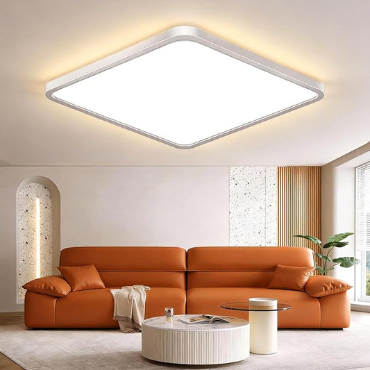 15.7Inch 32W Square LED Ceiling Light Fixtures Flush Mount, 2800K Warm White LED Ceiling Lamp, Surface Mount Modern Ceiling Lights, White Slim Flat Panel Lighting for Bedroom, Kitchen, Bathroom