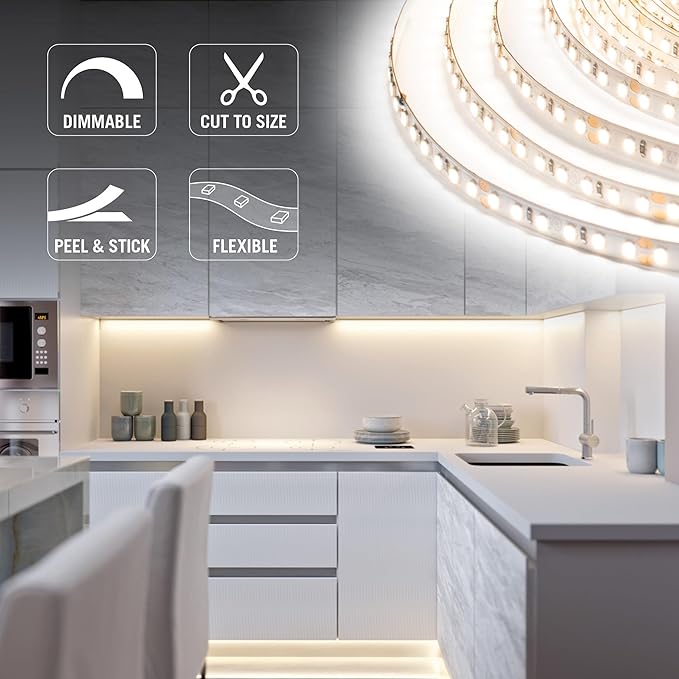 Armacost Lighting RibbonFlex Pro 24V White LED Strip Lights 120 LED/m, 2700K, 16.4 ft 136230