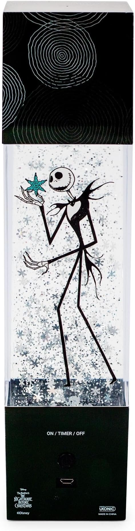 Nightmare Before Christmas Disney The Jack Skellington Glitter Motion Mood Light | Nightstand Table Lamp for Bedroom, Desk | 12 Inches Tall