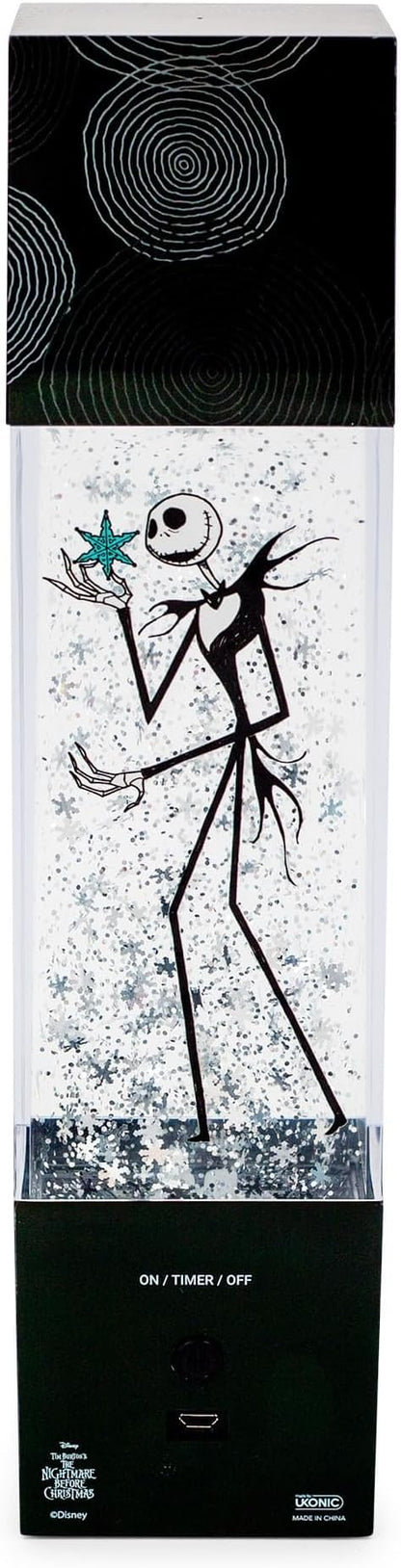 Nightmare Before Christmas Disney The Jack Skellington Glitter Motion Mood Light | Nightstand Table Lamp for Bedroom, Desk | 12 Inches Tall