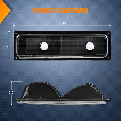 Nilight Parking Turn Signal Light Compatible with 1988 1989 1990 1991 1992 1993 1994 1995 1996 1997 1998 Chevy GMC C10 C/K 1988-1999 Silverado Suburban Sierra Blazer Tahoe Yukon Front Bumper Lights