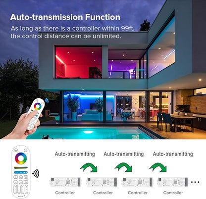 SEZO WB5 5in1 Tuya WiFi 2.4GHz PWM LED Controller for Dimming RGB RGBCCT RGBW LED Strip Compatible with Alexa/Google Home/Tuya Smart Life APP Control DC12-24V Work with RC03RF RC04RF RC01RF etc