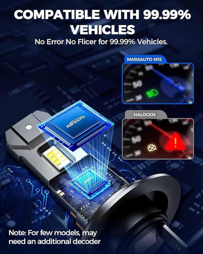Marsauto H7 Driving Lights, 48000LM High Bright, 6000K Cool White H7 Light Bulbs, with 60000Hrs Lifespan, CanBus Ready, Quick Installation, Pack of 2