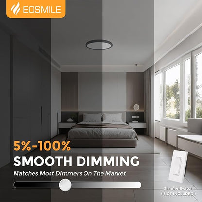 4Pack 12 Inch LED Flush Mount Ceiling Light, 25W, 3000LM, CRI 95+, 2700K-5000K 5CCT & Dimmable, Black Round Surface Flat Panel Light for Hallway, Kitchen, Bedroom, Laundry Room
