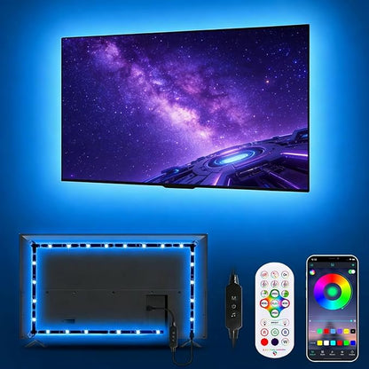 MORIACC LED Lights for TV, 16.4ft TV LED Backlight for 45-75 Inch TVs, Strip Lights with Music Sync, Bluetooth APP and Remote Control, USB Powered for Bedroom Gaming Home Decor