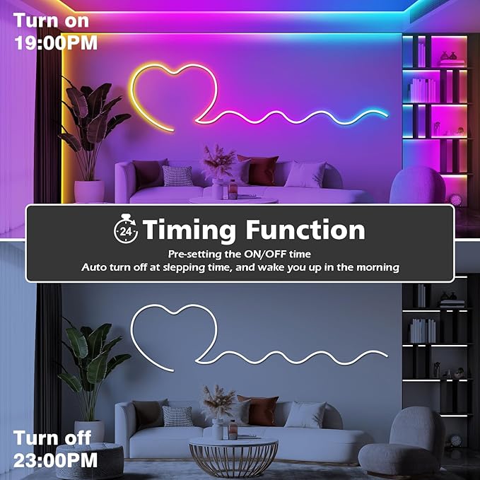 LETIANPAI Neon Rope Lights,Flexible Led Rope Lights Control with App/Remote,Multiple Modes Rope Lights,IP65 Outdoor RGB Led Neon Lights Waterproof,Music Sync Gaming Led Light Strip (32.8FT)