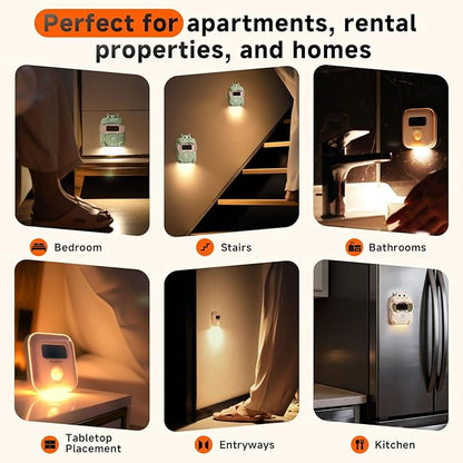 Light-Powered Motion Sensor Night Light, Magnetic Wall Mount/Tabletop, Auto On/Off, 3000K Warm White for Bedroom, Hallway, Bathroom, Kids Room, Best Thoughtful Gift for Holiday & Birthday