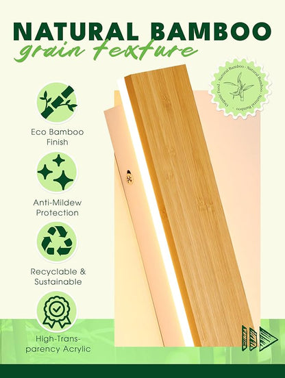 1 Pack Modern Plug in Long Wall Sconce 31.4‘’ LED Bamboo Wall Lights 24W Long Strip Indoor Wall Lamp 3000K with 6.5FT Plug in Cord and On/Off Switch on The Cord for Living Room Hallway Stairwell