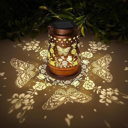 Solar Lanterns Outdoor Waterproof,Mothers Day Gifts,Birthday Gifts for Women Mom Grandma,Garden Decor Metal Hanging Decorative Solar Lights,Gardening Gifts for Yard,Patio, Lawn,Tabletop(Butterfly)