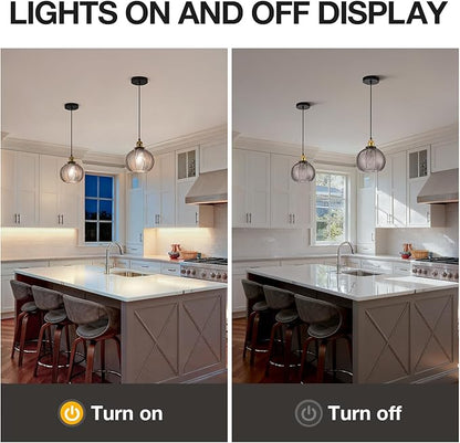 7.8in Vintage Pendant Light 1- Light Kitchen Sink Pendant Lights with Smoke Sray Hand Blown Glass Small Hanging Lamp for Kitchen Island Dining Room Bedroom Bathroom Hallway E26