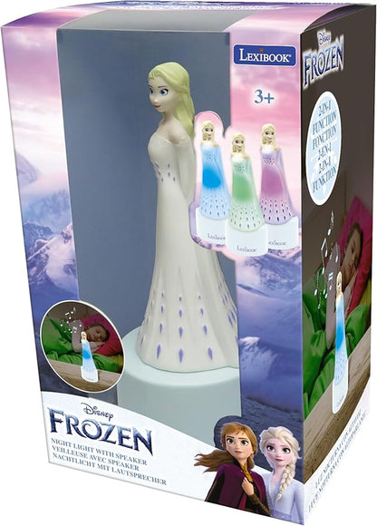 LEXiBOOK Frozen, Nightlight and Speaker for Children's Room, Color Change, Soft Light, Battery Operated, Blue/White, NS01FZ