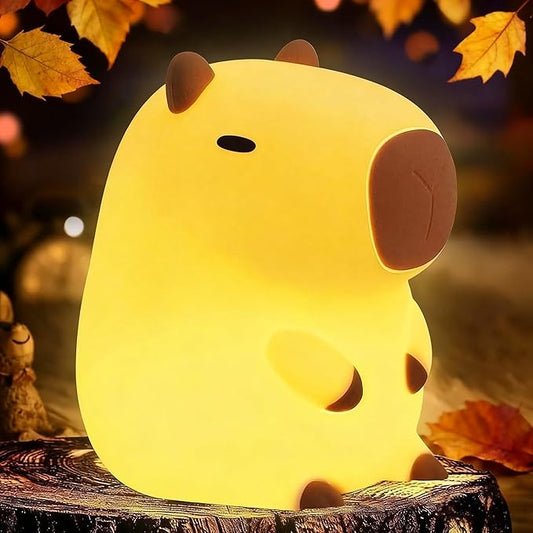 YR YRHH-PET Capybara Cute Night Light, Squishy Capybara Lamp Fun Gift, Rechargeable Dimmable Silicone Touch Nightlight For Kid, College White Elephant Gifts, Capibara Stuff Toy, Baby Nursery LED Décor