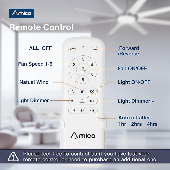 Amico 72 inch Brushed Nickel Ceiling Fan with Light, Large Modern Ceiling Fans with Remote, Reversible DC Motor, Dimmable 3CCT LED, Quiet Indoor/Outdoor for Living Room, Bedroom, Patio