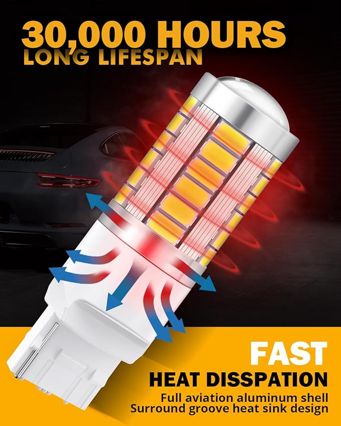 Auxbeam 7440 LED Bulbs, 6500K White, Super Bright W21W 7441 7440A 7440AL Replacement Bulb for Backup Reverse Lights, 3030 33-SMD Chipset, Pack of 2