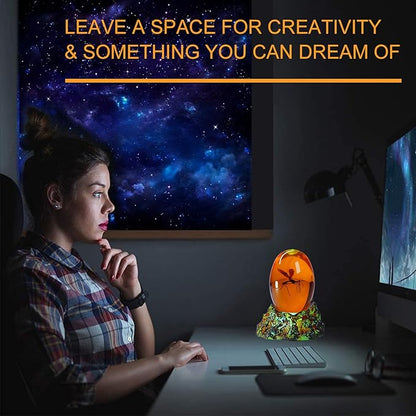 Jurassic 3D Mosquito in Amber Resin, Mosquito Resin with Volcanic Lava Lamp Base with Remote 16 Colors Flashing RGB Dimmable, True 3D 3.3 Inches Tall Dinosaur DNA Replica Paper Weight Gifts