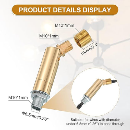 MECCANIXITY Sloped Ceiling Adapter, 90/345 Degree 60x13mm M10 Fine Thread Sloped Ceiling Light Fixture Adapter Kit for Ceiling Pendant Light Chandelier Track Suspend(Brass)