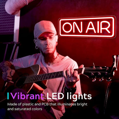 ON AIR Neon Sign - Live On Air Sign for Streaming/Gaming/Recording Studio Decor - LED Streaming Lights for Streamers/Gamers/Influencers - USB Powered with On/Off Switch On Air Light Sign
