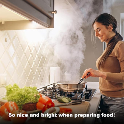 Plug-in Under Cabinet Lights Daylight White 4000K, Dimmable LED Under Cabinet Lighting, 6PCS x 12 Inch Under-Counter Light Fixtures with Memory Function, Under Counter LED Lights for Kitchen