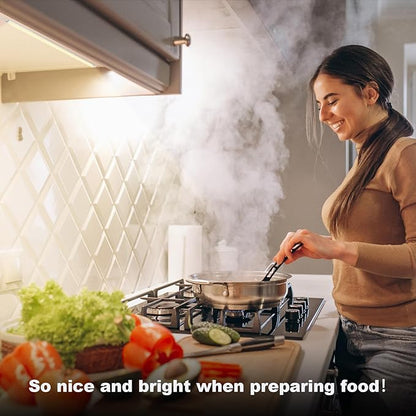 Under Cabinet Lights Plug-in Daylight White 4000K, Dimmable LED Under Cabinet Lighting, 4pcs 12 Inch Under-Counter Light Fixtures with Memory Function, Linkable LED Cabinet Light for Kitchen