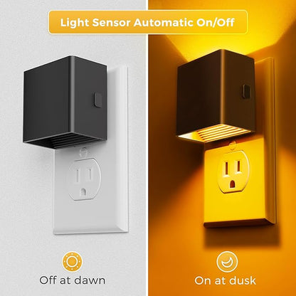 L LOHAS LED Night Light,Night Lights Plug into Wall,[2-Pack] Dimmable Night Light with Light Sensor,1800K Amber Light,Modern Nightlight for Bathroom Hallway Kitchen