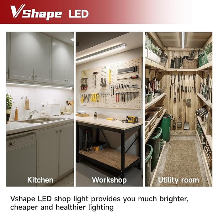 2-Pack 3FT LED Shop Lights, 30W 4680LM 5000K Super Bright, T8 Integrated LED Tube Light, 270 Degree Lighting for Garage Warehouse, Shop, Barn