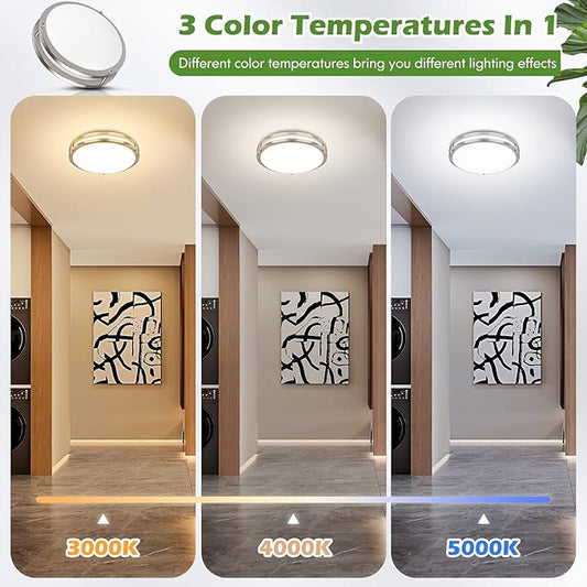 2-Pack 36W LED Ceiling Light Fixture (450W Equiv), 12IN Modern Flush Mount Ceiling Lights, Dimmable Ceiling Lamps Super Bright 3200LM, 3000K/4000K/5000K Adjustable for Bedroom Kitchen Bathroom Hallway