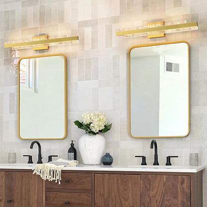 Modern Bathroom Vanity Light: Brushed Gold 27 inch 28W Dimmable LED Bath Bar Light Fixtures Over Mirror - Wall Sconce Picture Lights for Paintings Cabinets Bedroom 3000k