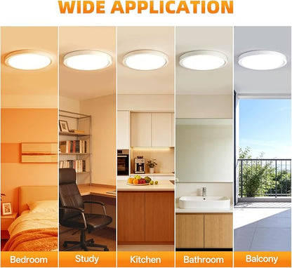 15.8Inch 1Pack Super Slim Flush Mount Ceiling Light Fixture,30W 3400LM Dimmable 5CCT Selectable 2700K-5000K Round Light Fixture for Living/Bedroom,Kitchen/Bathroom,Porch&All Indoor Spaces White
