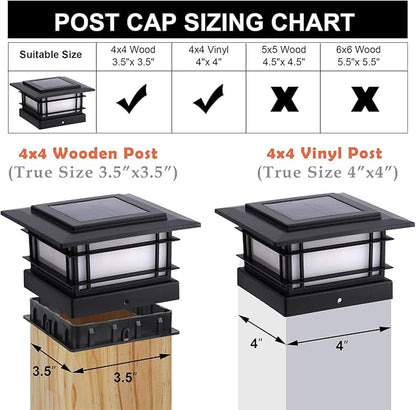 Dynaming 4x4 Solar Post Cap Lights Outdoor with Flickering Flame Light, Black Shell Fence Post Solar Lights Fit Vinyl/Wooden Posts, Brightness LED Lighting Decor for Garden Deck Patio, 12 Pack