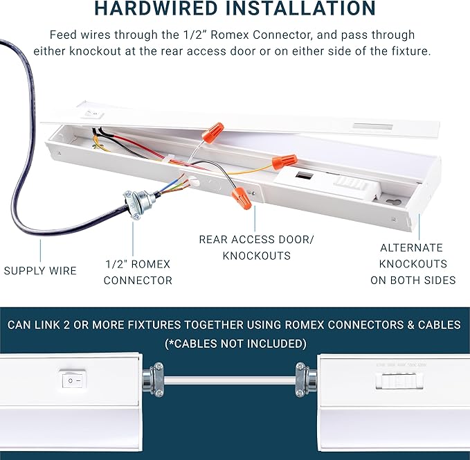 PARMIDA LED Under Cabinet Lighting, Hardwired Installation, 12 Inch, 9W, 5CCT Color Selectable - 2700K/3000K/4000K/5000K/6000K, ETL Listed, 120V, Dimmable, 600 Lumens, White Finish