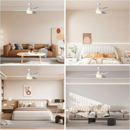 Eamonex LED 52 inches DC Fabric Ceiling Fan with Light Fixture and Remote Control,Modern Boho Dimmable Fandelier for Indoor,Outdoor,Bedroom,Living room,Dining room