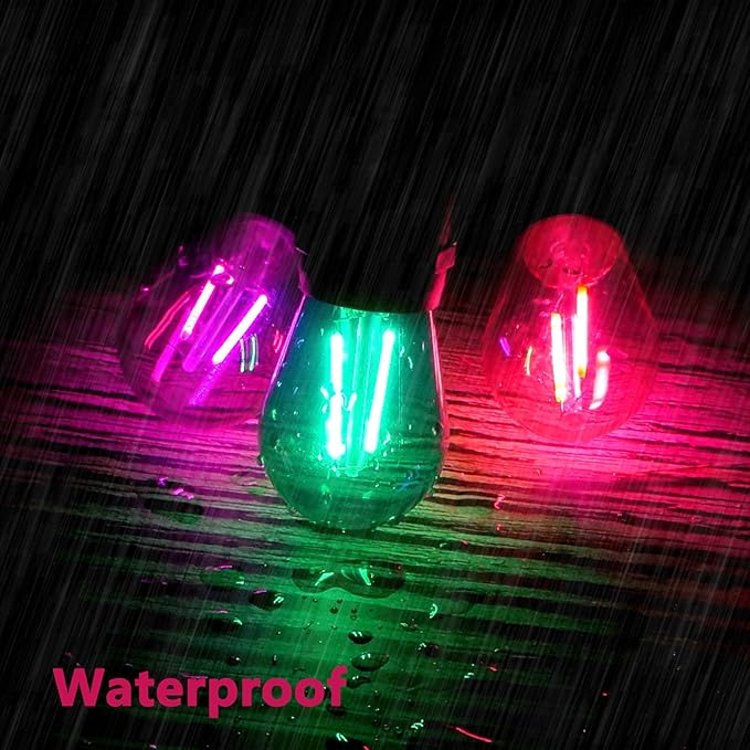 15 Pack S14 LED String Light Bulbs, Shatterproof 2 Watt Pink Replacement Bulbs for Outdoor String Light, Waterproof Decorative E26 Base Pink Filament Edison Christmas Light Bulbs, 120V