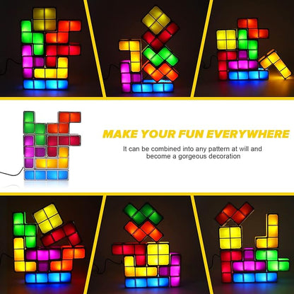 LOSCHEN Night Light,DIY Stackable LED 7 Colors Interlocking Induction Novelty Desk Lamp,3D Puzzle Magic Light Bright Toy for Kids Teens,Gamer Decor Ideal USB Plug