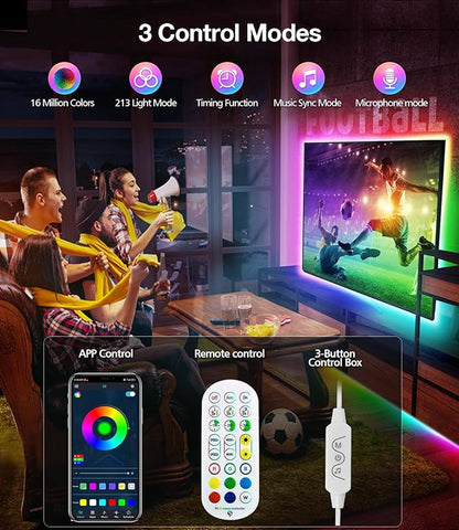 TV Led Backlight, 16.4ft RGB LED Lights for TV Smart Led Lighting for 65-85inch Monitor,USB Strip Lights Behind TV, Color Changing Sync with Music, Bluetooth App Controlled Led Lights for Home Decor