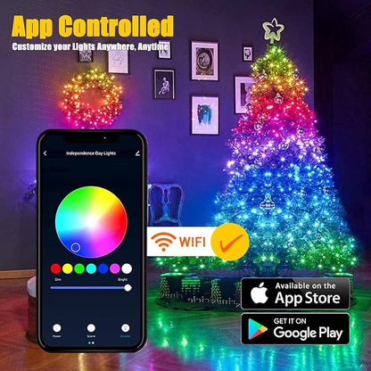 Smart Christmas String Lights - 131FT 400 RGB LEDs WiFi Christmas Lights with App Controlled Multi-Color Changing Compatible with Alexa & Google Home for 6-8ft Christmas Tree