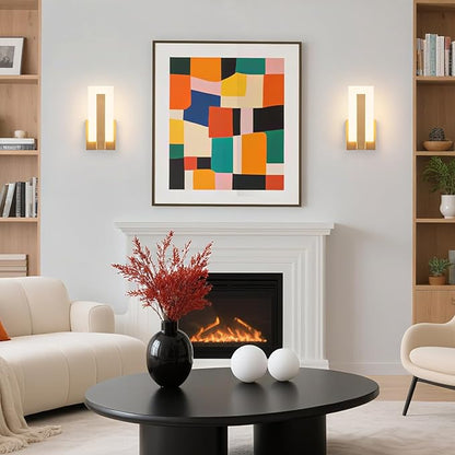 Modern Wall Sconces Set of 2, 3000K Warm White Wall Sconce, Acrylic Gold Wall Lamp, Hardwired Wall Mount Lighting Fixture for Hallway, Bedroom, Study, Living Room Indoor Wall Light