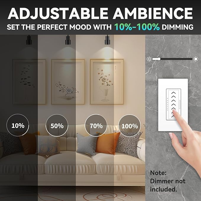 LED Spot Lights Indoor Dimmable 5-Color Ceiling Spotlight Flexible Adjustable Directional Ceiling Spot Lights Indoor 10W Black Flush Mount Spot Light Fixture for Living Room 900lm CRI90+24°