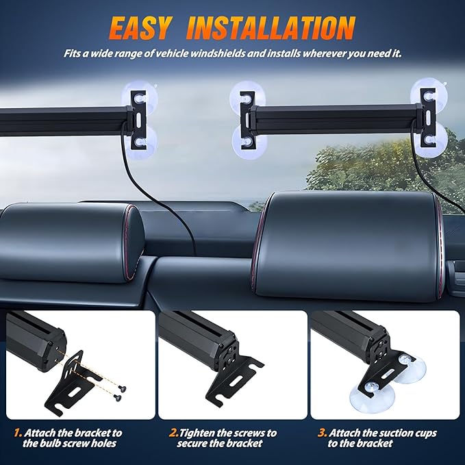 Nilight 40LED Red Emergency Strobe Traffic Advisor Light Bar with Suction Cups Dash Safety Warning Hazard Flashing Lights Interior Front/Rear Windshield for Trucks Construction Vehicles